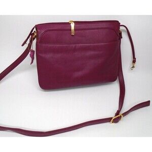 Giani Bernini Genuine Leather Handbag Purse Crossbody Strap Plum Deep Purple